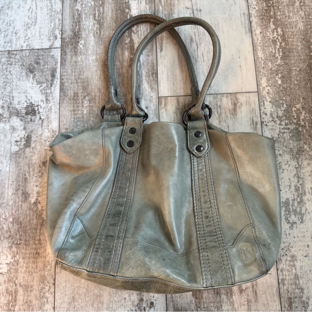 Frye Melissa Taupe Leather Handbag Tote Bag Fern Green Color PRE OWNED READ DESC